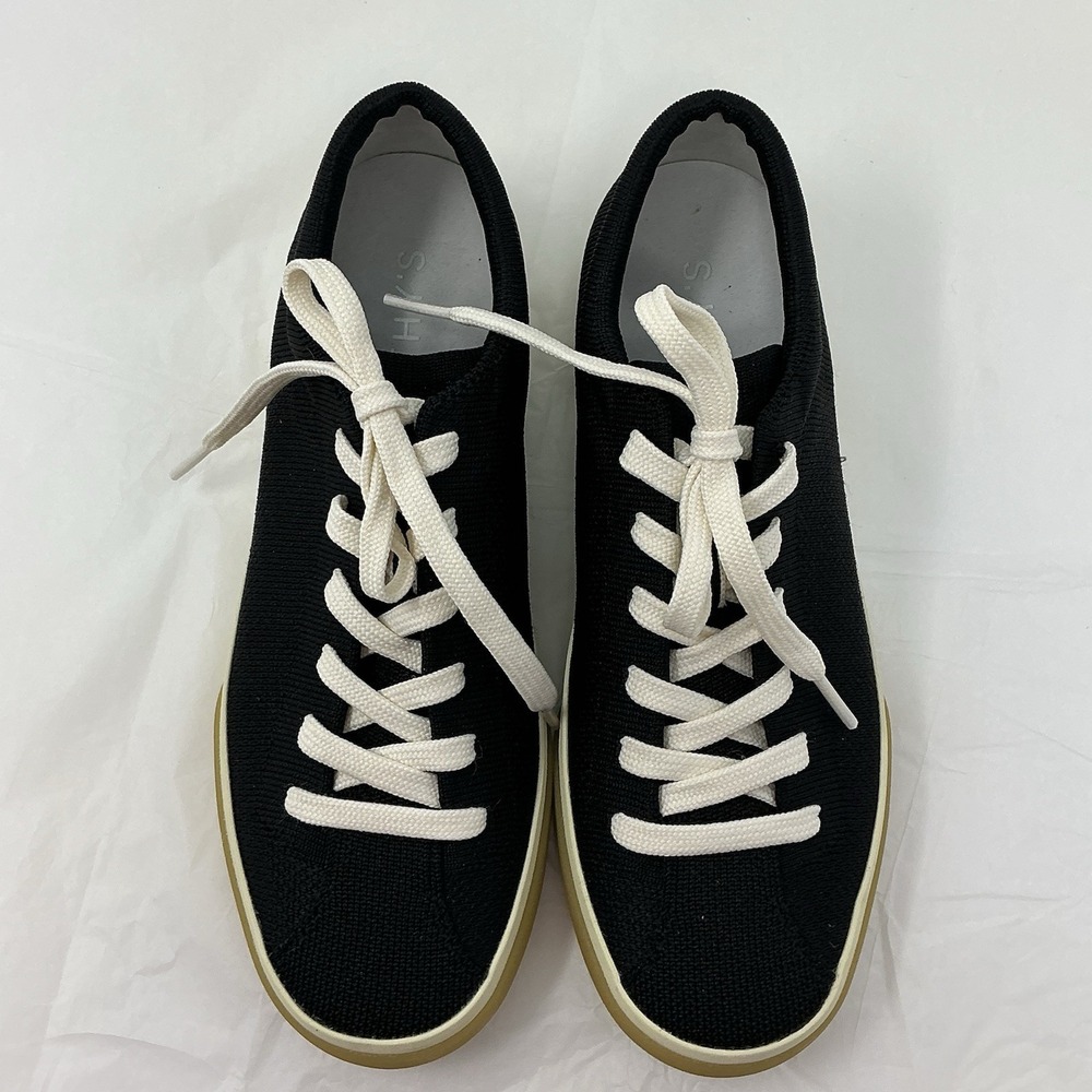 Rothy's The Lace Up Sneaker Women's US 8 Black Knit Soft Flexible Comfort Flats - Picture 4 of 14